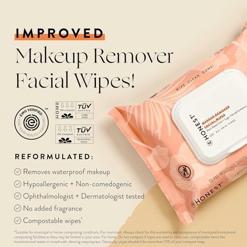 Improved makeup remover facial wipes with reformulated features.